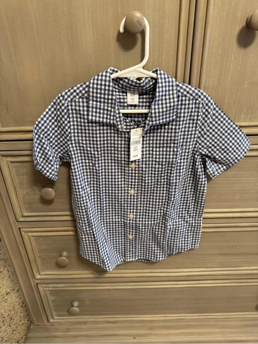 Baby Gap Blue and White Gingham Short-Sleeve Button-Up Shirt